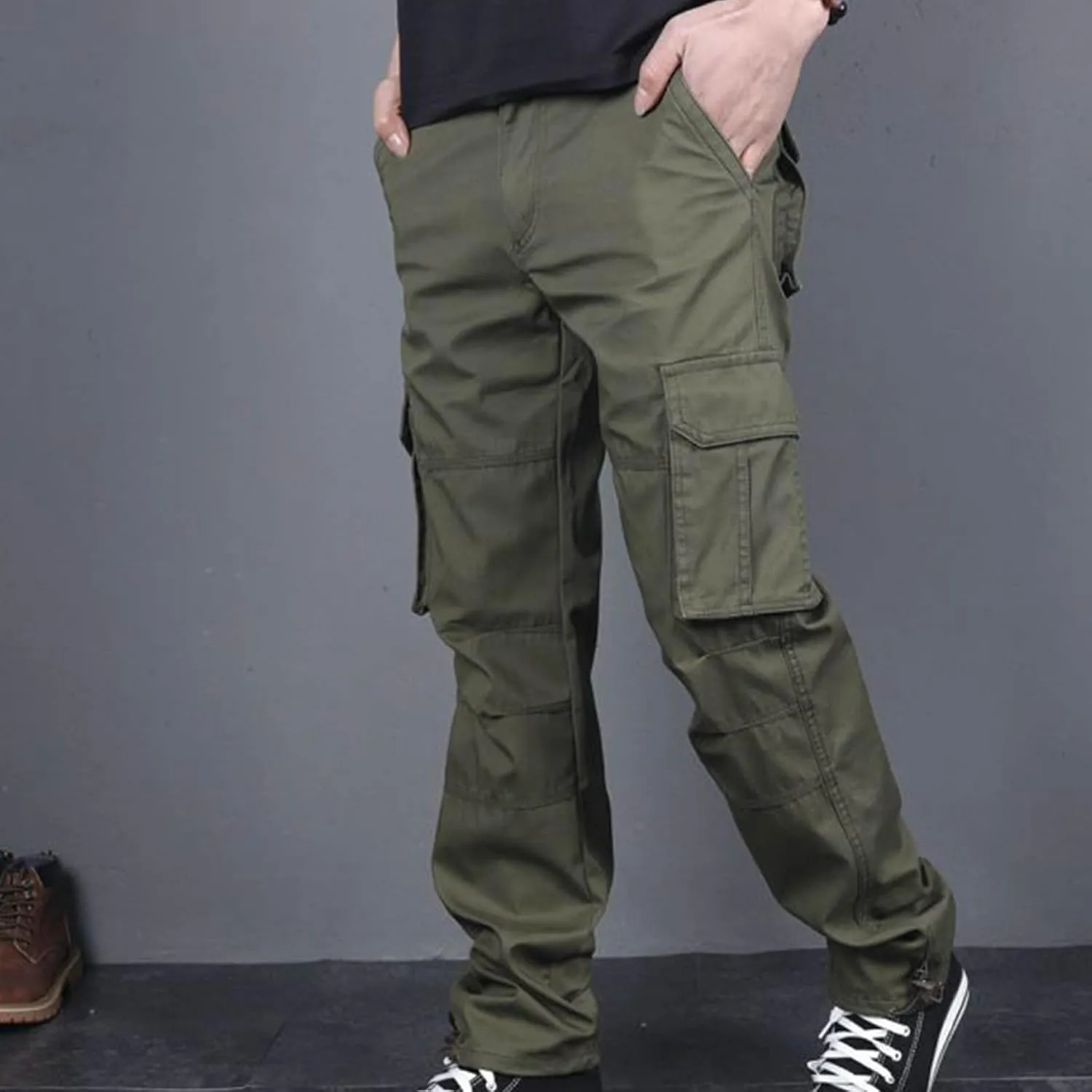 Mens Combat Work Trousers Cargo Pants Multi Pockets Camping Hiking Trousers Casual Work Wear Tactical Track Pants