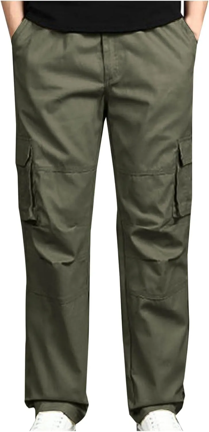 Mens Combat Work Trousers Cargo Pants Multi Pockets Camping Hiking Trousers Casual Work Wear Tactical Track Pants