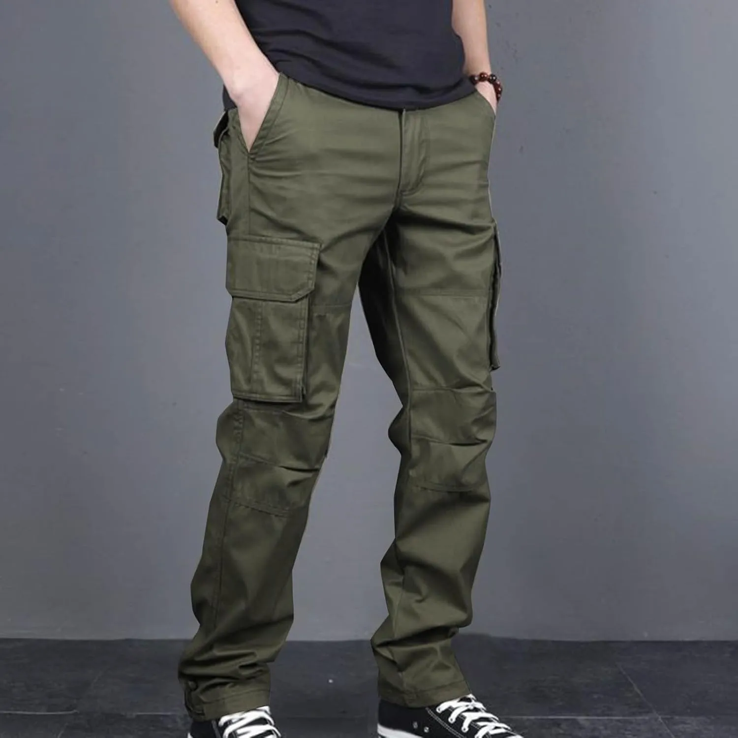Mens Combat Work Trousers Cargo Pants Multi Pockets Camping Hiking Trousers Casual Work Wear Tactical Track Pants