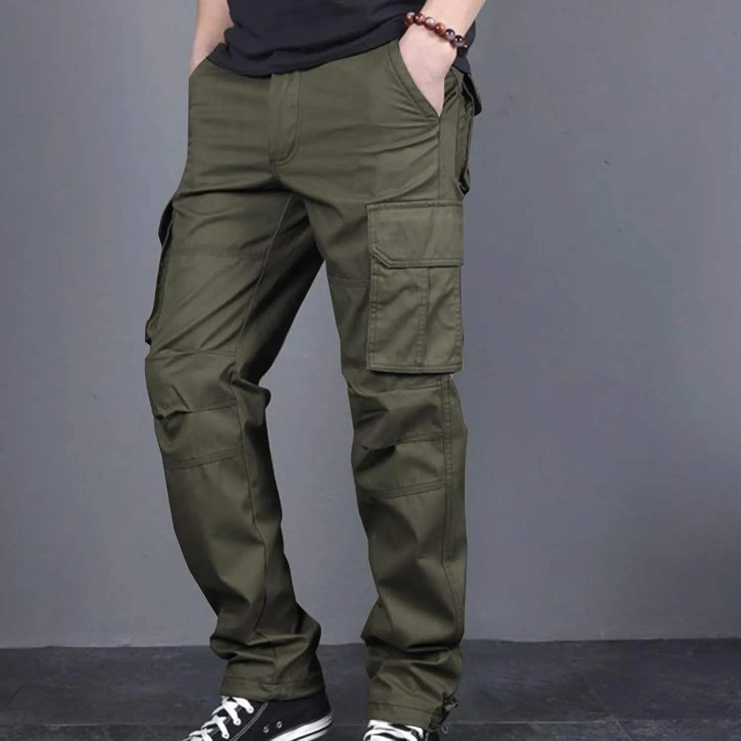 Mens Combat Work Trousers Cargo Pants Multi Pockets Camping Hiking Trousers Casual Work Wear Tactical Track Pants