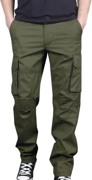 Mens Combat Work Trousers Cargo Pants Multi Pockets Camping Hiking Trousers Casual Work Wear Tactical Track Pants