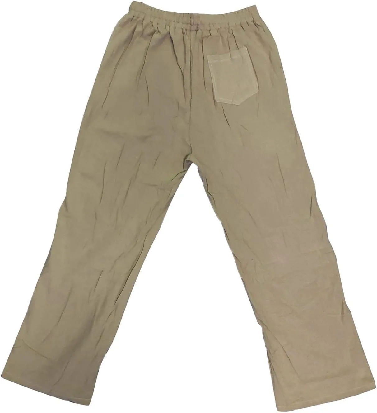 Mens Cotton Linen Pants Summer Drawstring Trousers Elastic Waist Casual Jogger Loose Beach Yoga Pants Solid Sweatpants