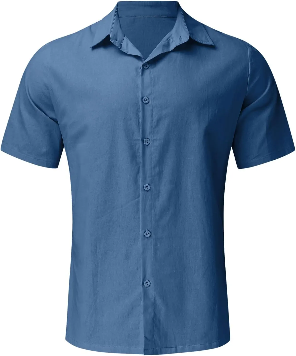 Mens Cotton Linen Shirts 2024 Summer Short Sleeve Button Down Shirts Relaxed Fit Casual Beach Tops Hawaiian Shirts