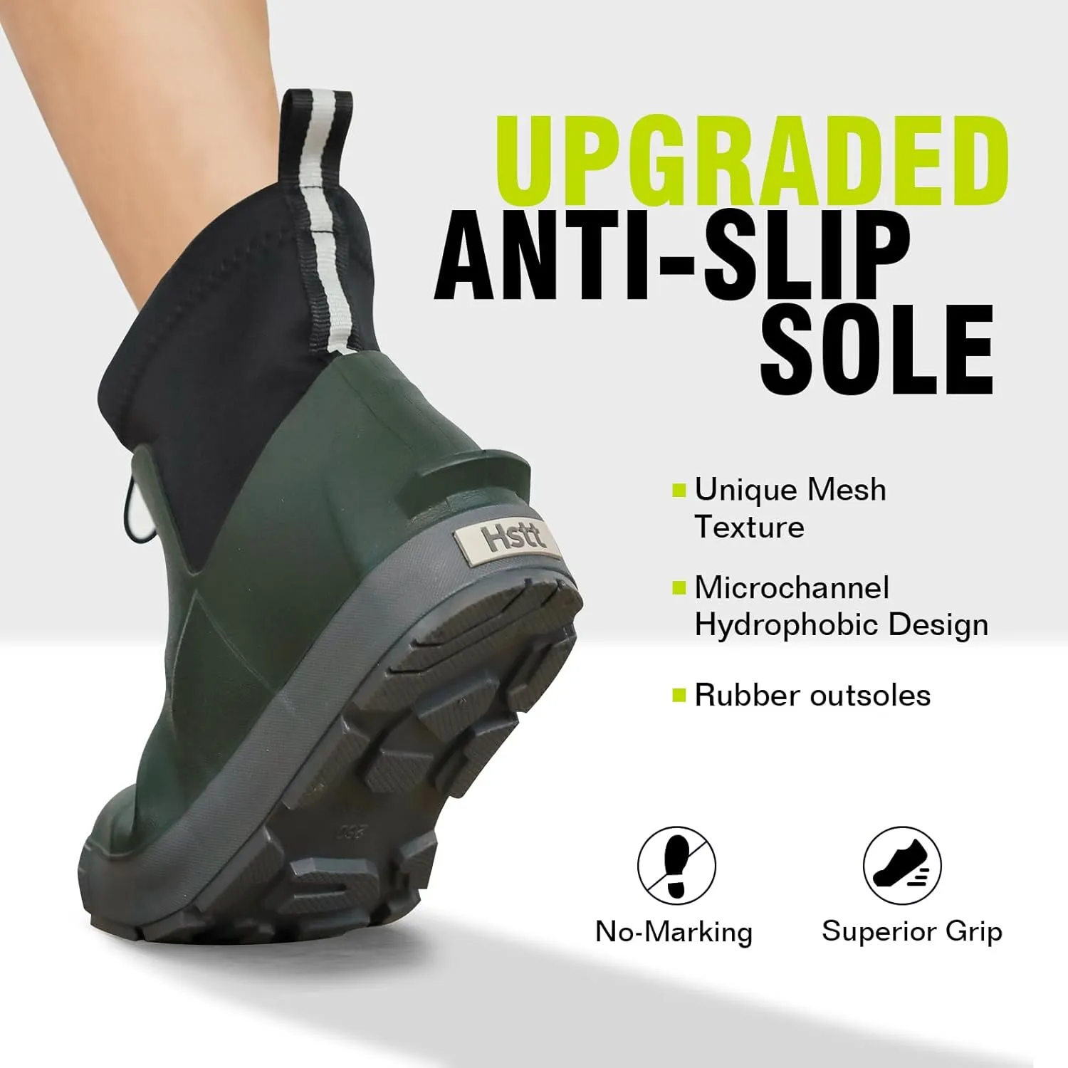 Men's Deck Boots,Ankle Rubber Rain boots Waterproof Anti-Slip Waterproof Shoes, Fishing Boating Boots Water Work Shoes for Men