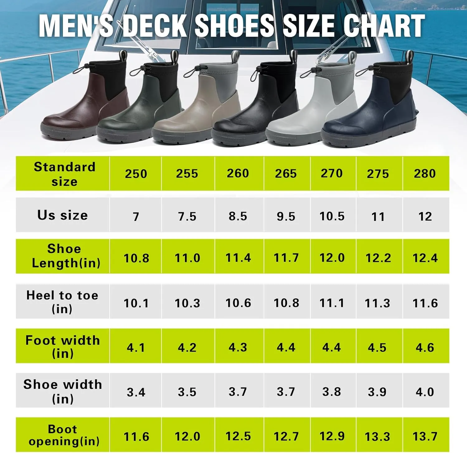 Men's Deck Boots,Ankle Rubber Rain boots Waterproof Anti-Slip Waterproof Shoes, Fishing Boating Boots Water Work Shoes for Men