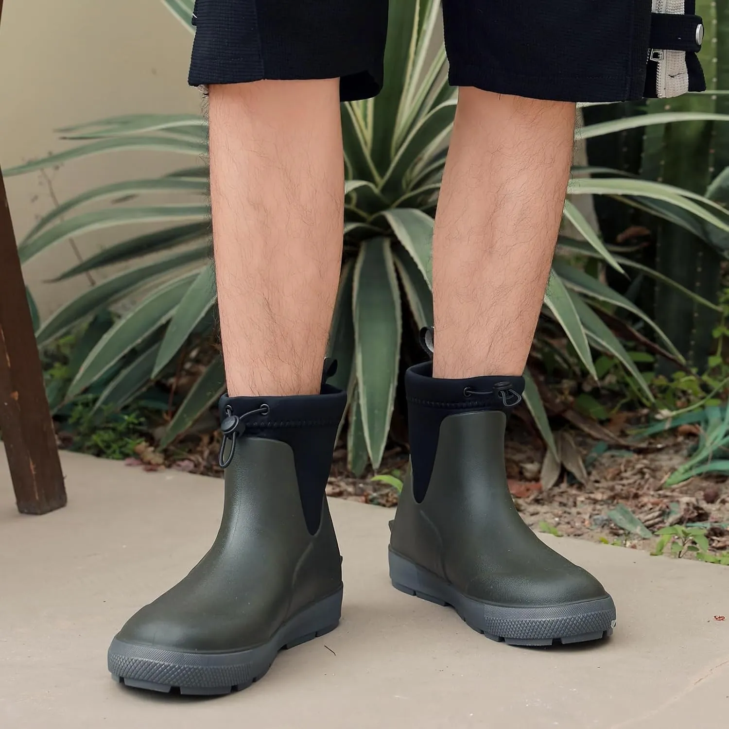 Men's Deck Boots,Ankle Rubber Rain boots Waterproof Anti-Slip Waterproof Shoes, Fishing Boating Boots Water Work Shoes for Men