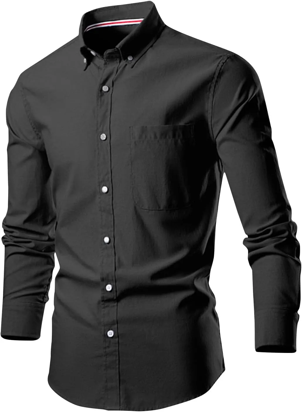 Mens Dress Shirts Fashion Long Sleeve Button Down Shirt Casual Slim Fit Lapel Oxford Shirt Business Work Blouses