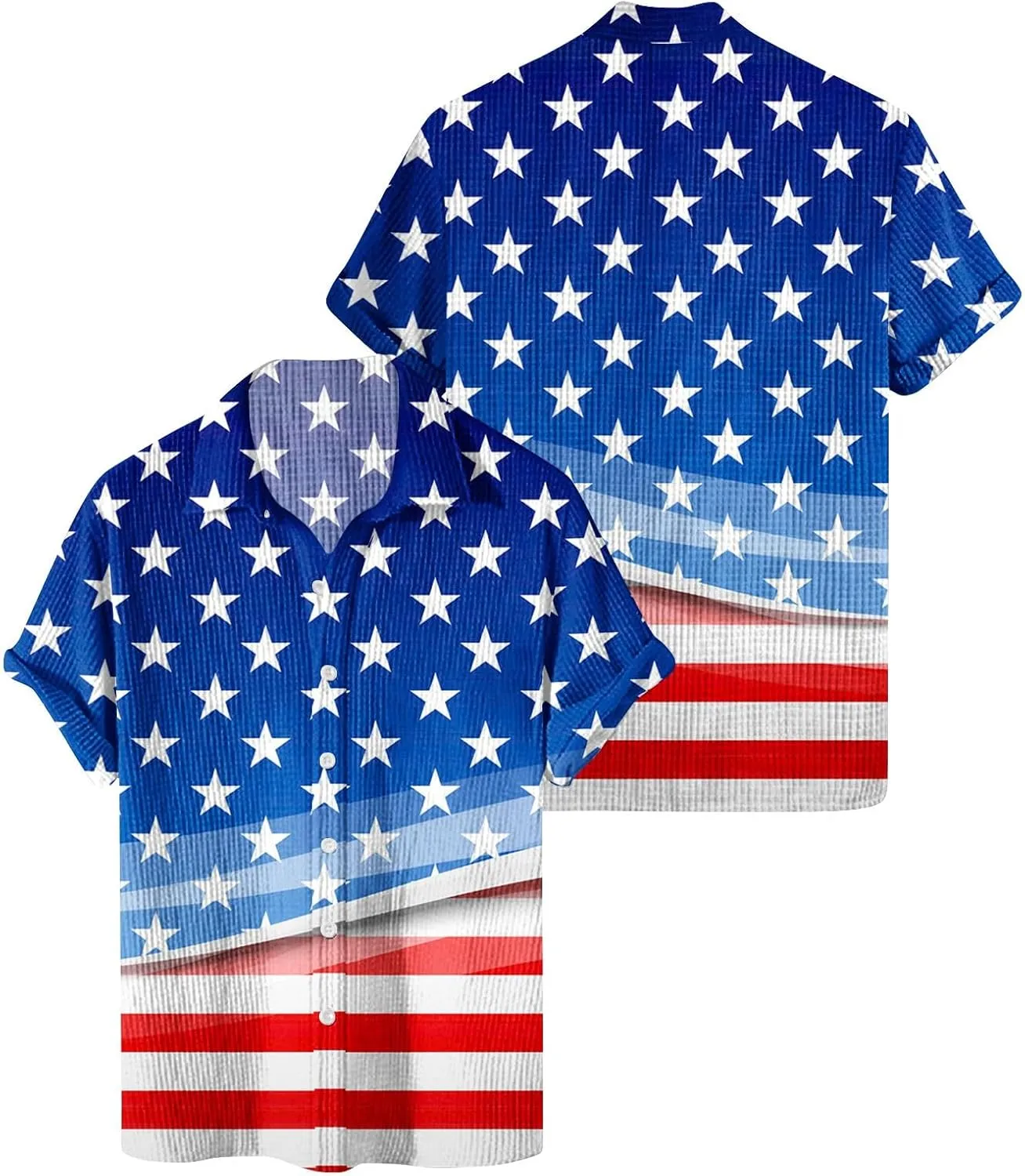 Men's Fashion Short Sleeve Casual Mens Shirt Independence Day Basic Funny July 4th Shirts