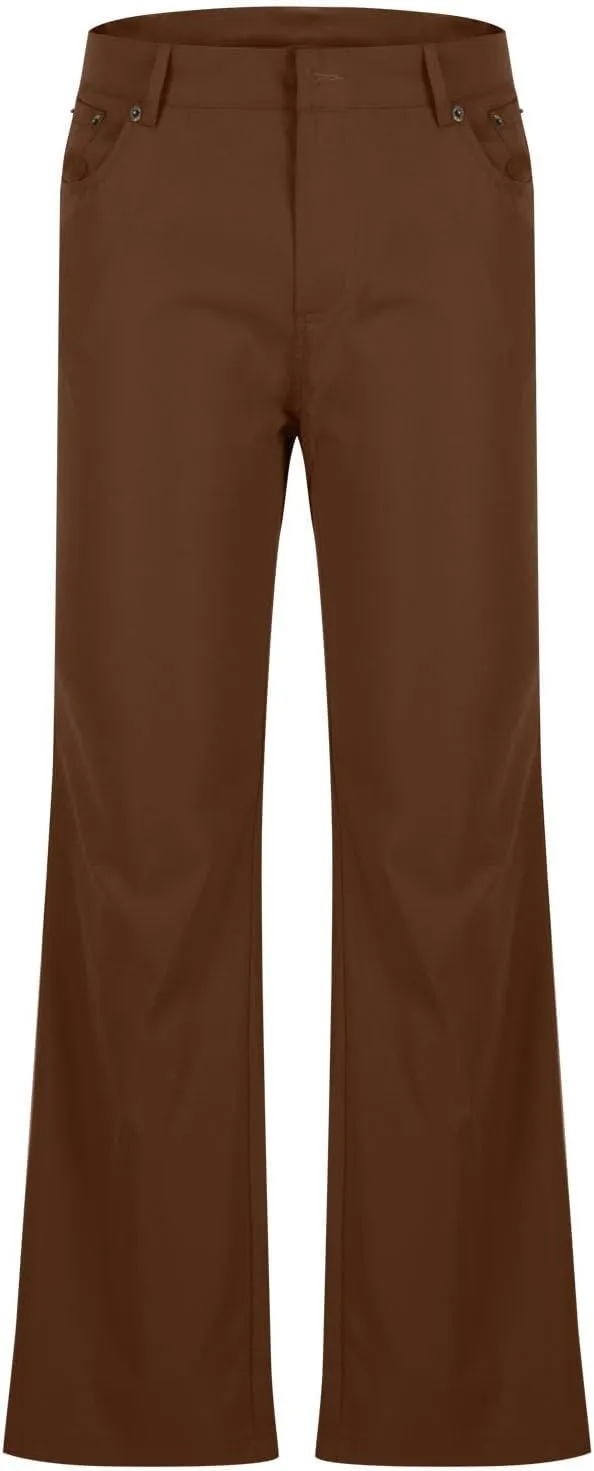 Men's Flared Pants Vintage Streetwear Performance Pants Button Down Zipper Party Pants Baggy Relaxed Trousers