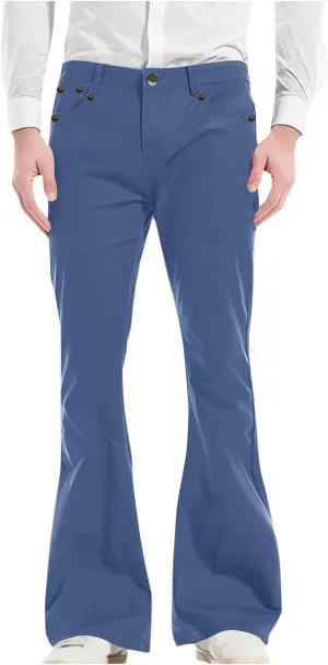 Men's Flared Pants Vintage Streetwear Performance Pants Button Down Zipper Party Pants Baggy Relaxed Trousers