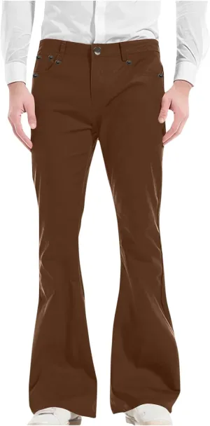 Men's Flared Pants Vintage Streetwear Performance Pants Button Down Zipper Party Pants Baggy Relaxed Trousers