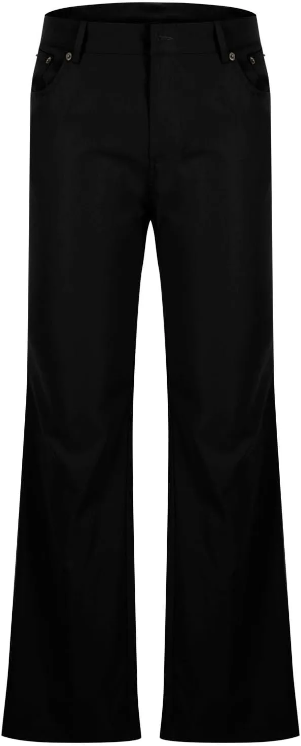 Men's Flared Pants Vintage Streetwear Performance Pants Button Down Zipper Party Pants Baggy Relaxed Trousers