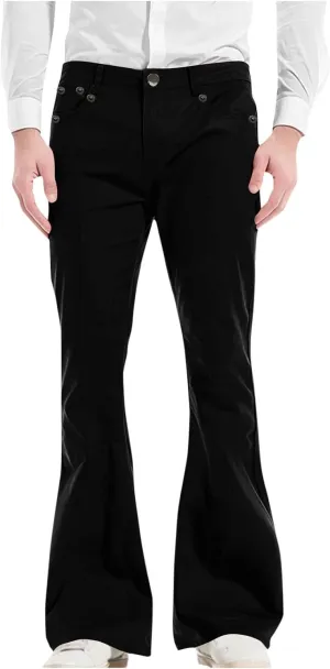 Men's Flared Pants Vintage Streetwear Performance Pants Button Down Zipper Party Pants Baggy Relaxed Trousers