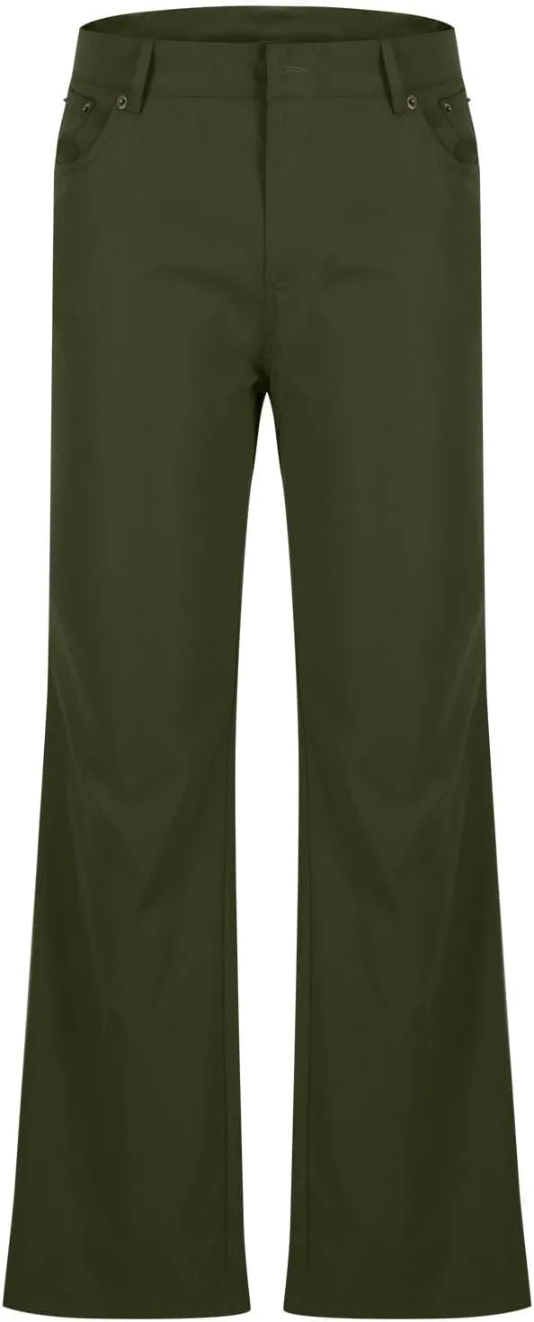 Men's Flared Pants Vintage Streetwear Performance Pants Button Down Zipper Party Pants Baggy Relaxed Trousers
