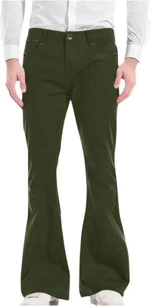 Men's Flared Pants Vintage Streetwear Performance Pants Button Down Zipper Party Pants Baggy Relaxed Trousers