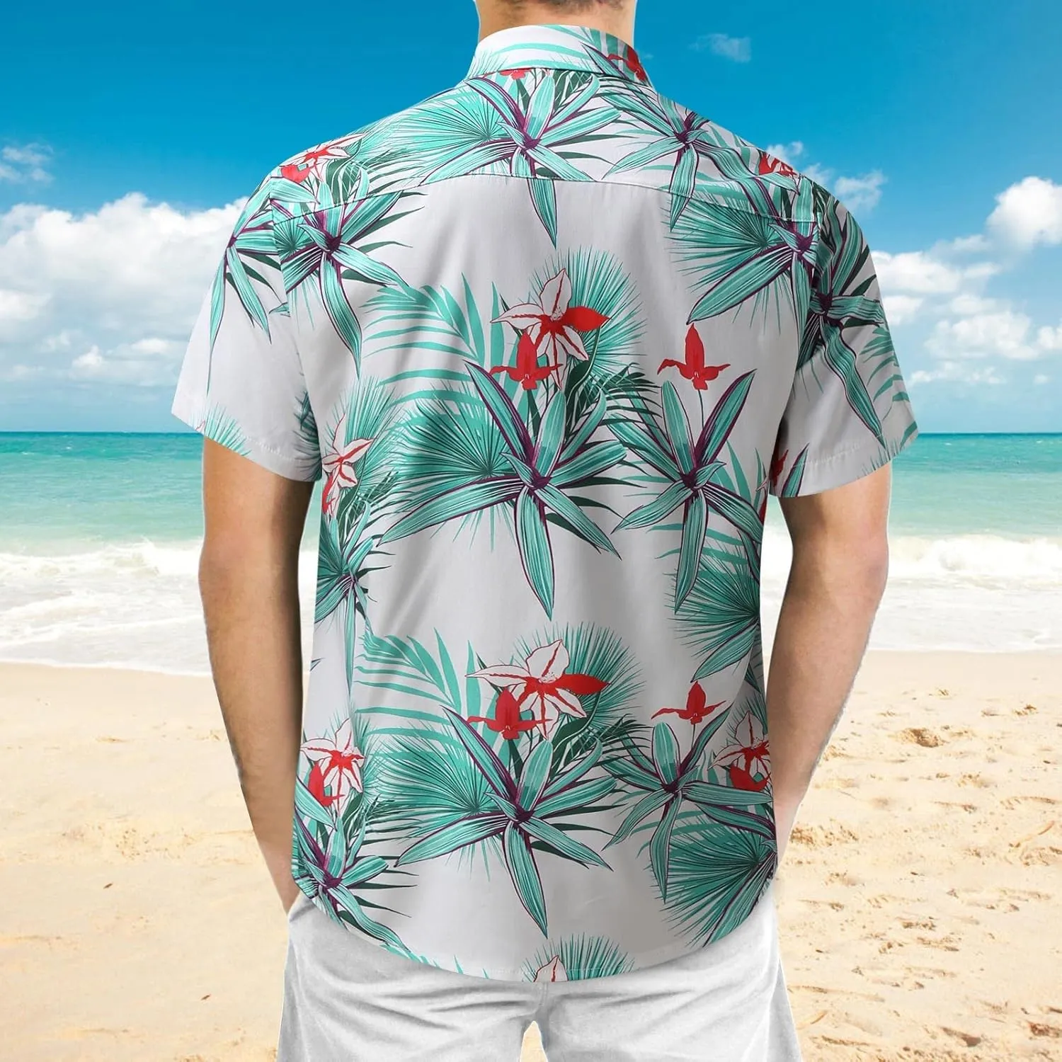 Mens Funny Hawaiian Shirts Button Down Shirts Mens Hawaiian Shirts Beach Floral Hawaiian Shirt for Men Short Sleeve