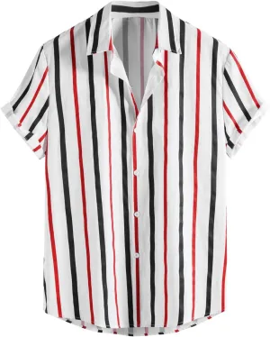 Mens Funny Hawaiian Shirts Casual Mens Bowling Shirt Print Shirts Short Sleeve Casual Button Shirt Loose Beach Shirts