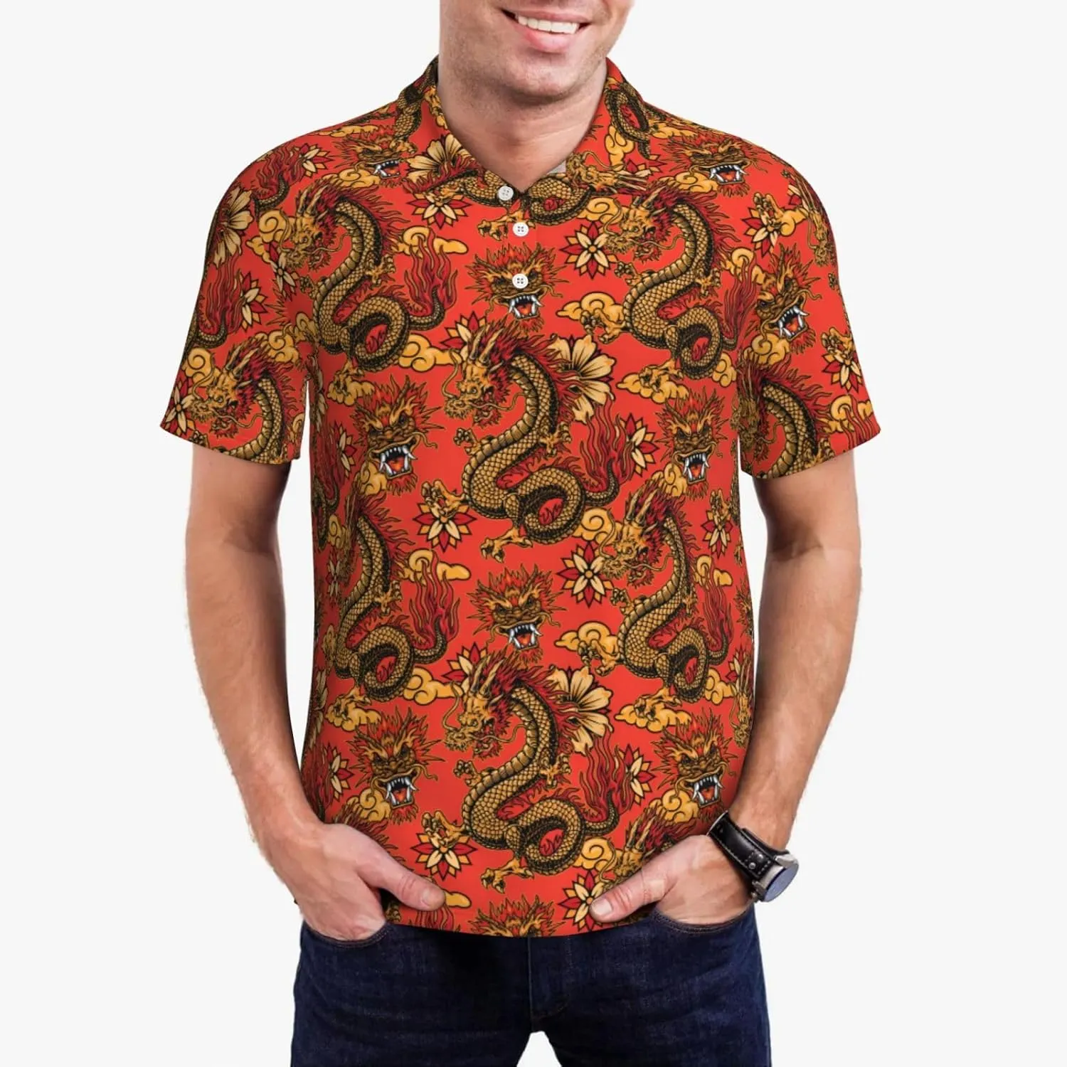 Men's Golf Polo Shirts Funny Golf Shirts for Men Performance Moisture Wicking Quick Dry Athletic Short Sleeve Shirts