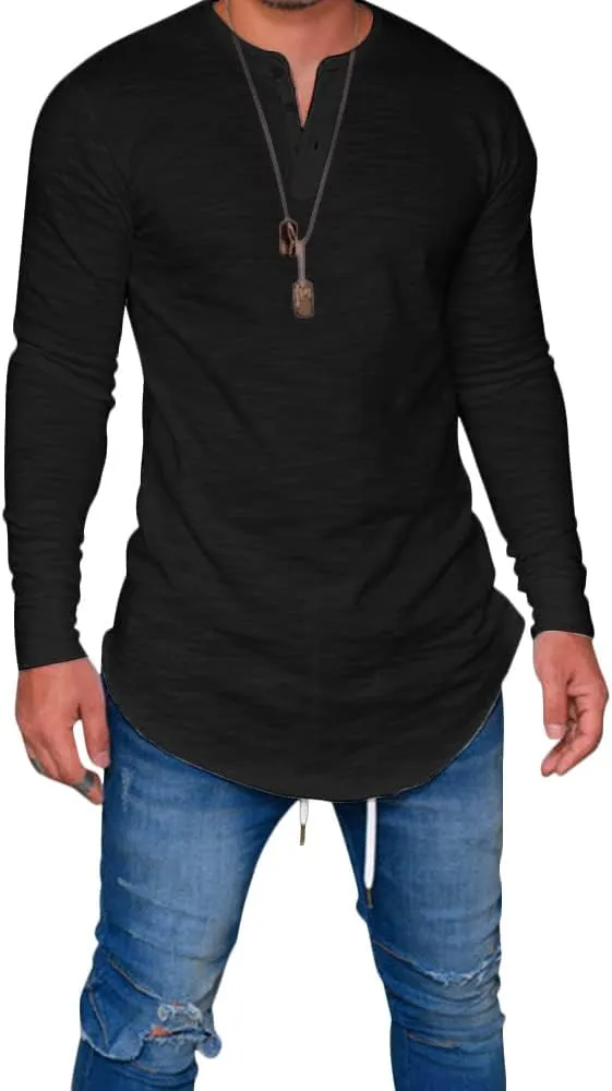 Mens Hipster Hip Hop Longline Crewneck T-Shirt