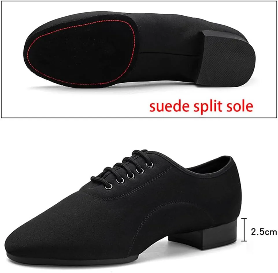 Men's Latin Dance Shoes, Professional Ballroom Tango Waltz Performance Shoes 1" Inch Standard Heel Modern Dancing Shoes for Male