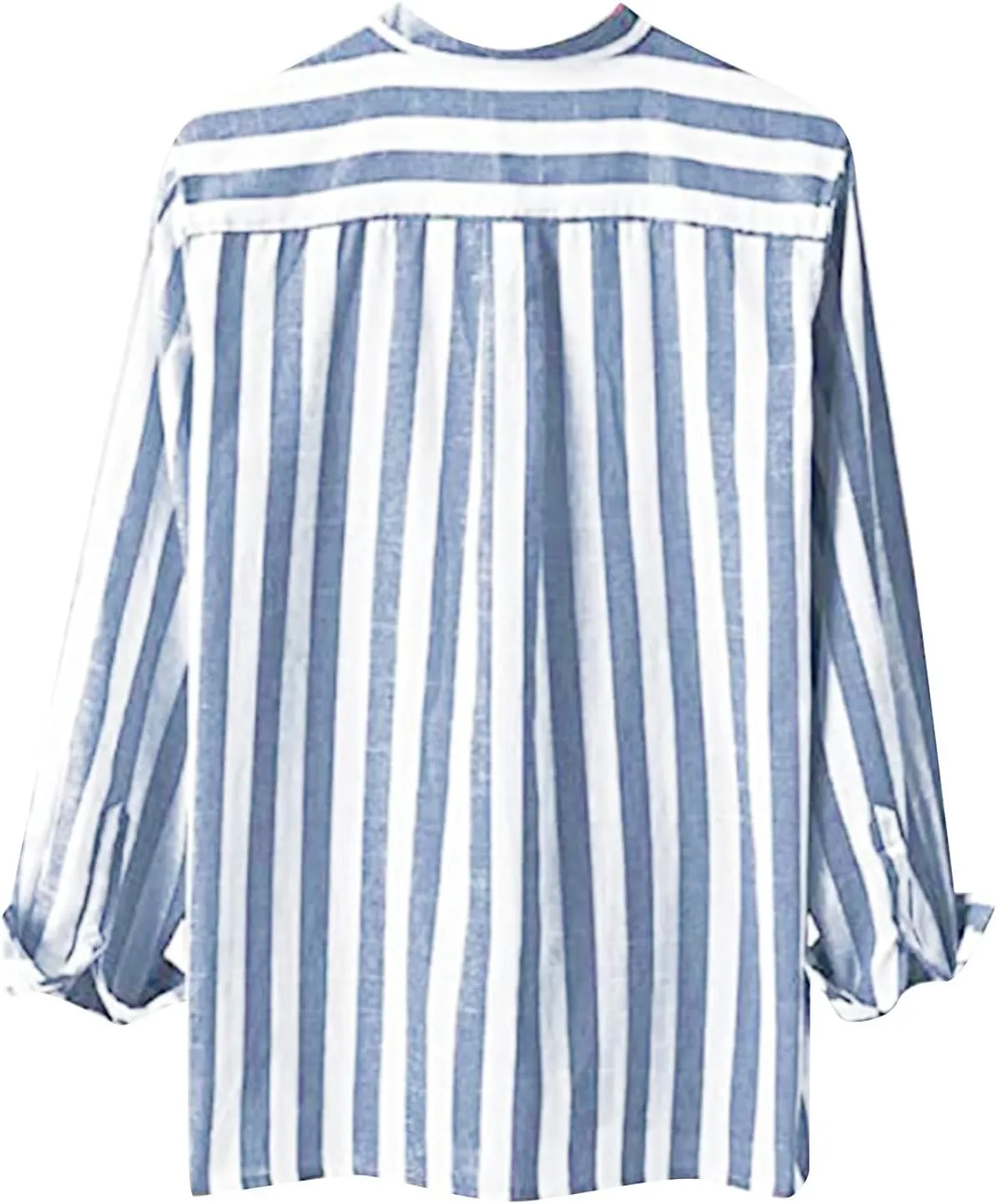 Mens Linen Shirts Striped Short/Long Sleeve Button Down Relaxed Fit Lightweight Spring Summer Casual Dressy T Shirt