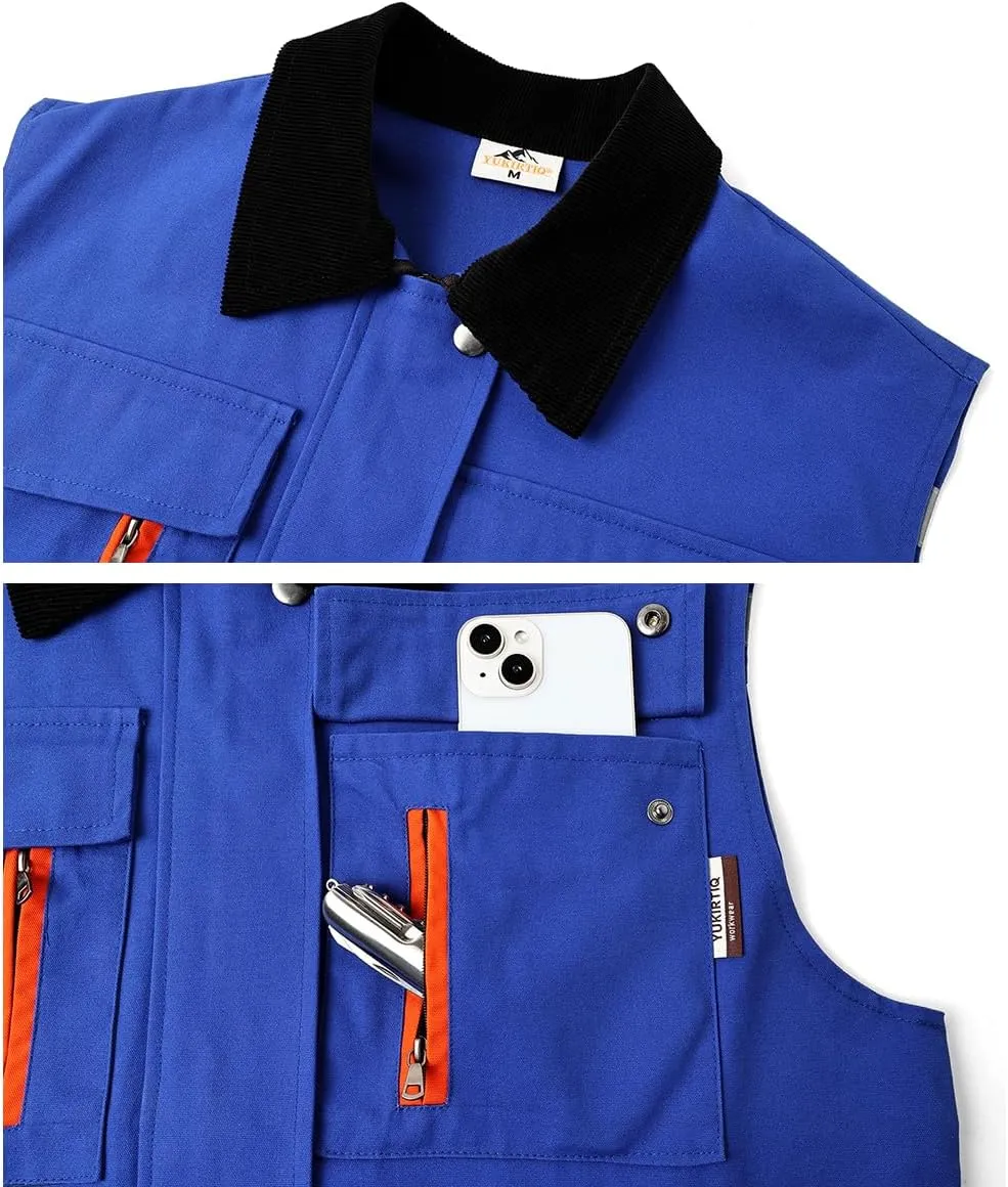 Mens Outdoor Travel Vest Reflective Summer Multi-Pockets Sleeveless Jackets Cargo Safari Fishing Vests