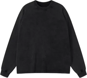 Men's Oversized T Shirts Long Sleeve Shirts for Men Vintage Acid Wash Comfort Colors Crewneck Sweatshirt