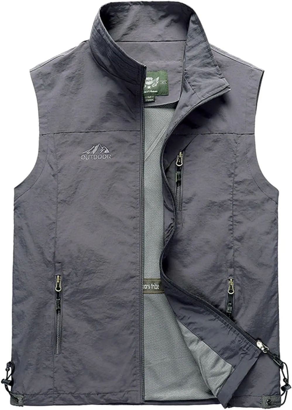 Mens Running Vest Lightweight Windproof Softshell Sleeveless Jacket Outdoor Hiking Fishing Vest with Zip Pockets