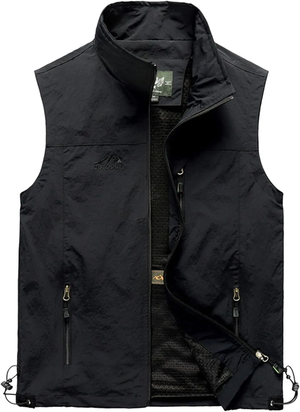 Mens Running Vest Lightweight Windproof Softshell Sleeveless Jacket Outdoor Hiking Fishing Vest with Zip Pockets