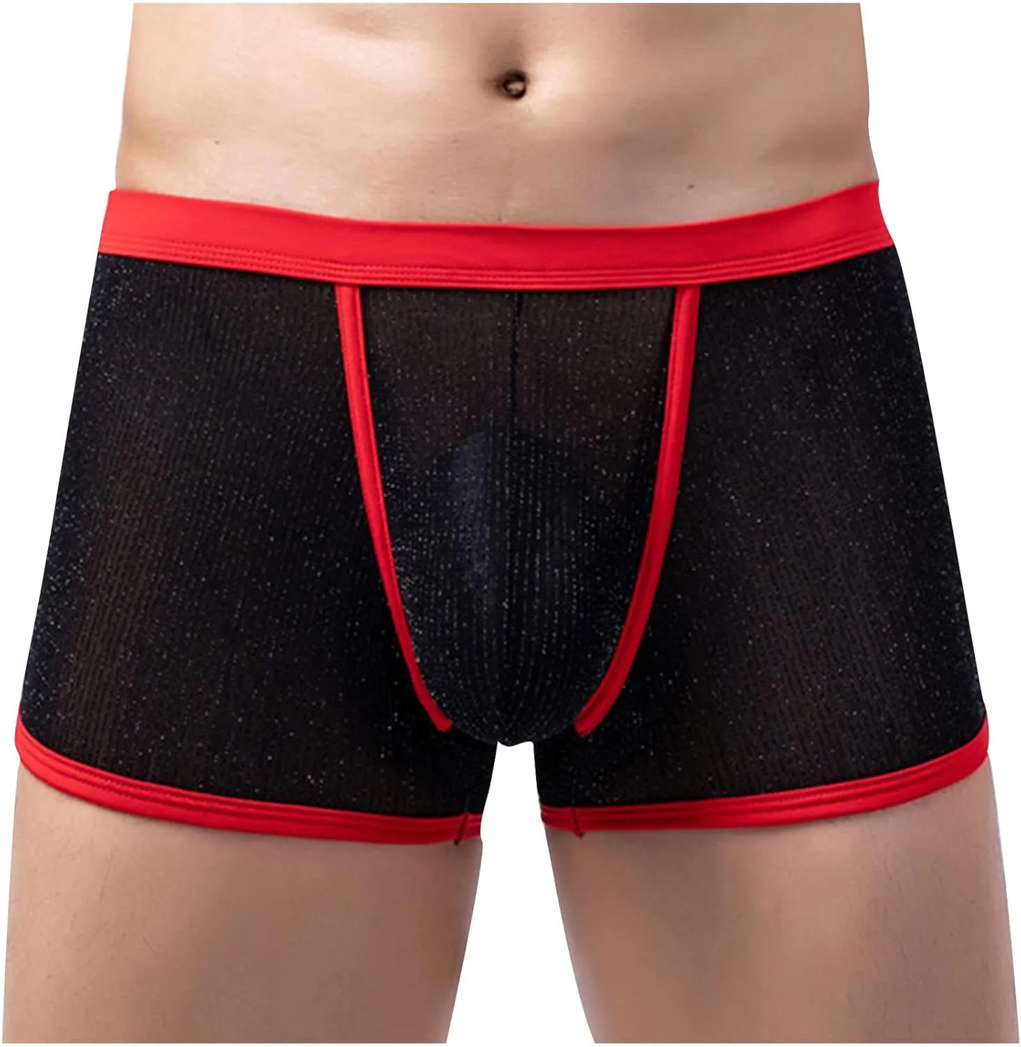 Men's Sexy Mesh See Through Underwear Low Rise Breathable Boxers Underpants Soft Comfort Breathable Boxer Briefs