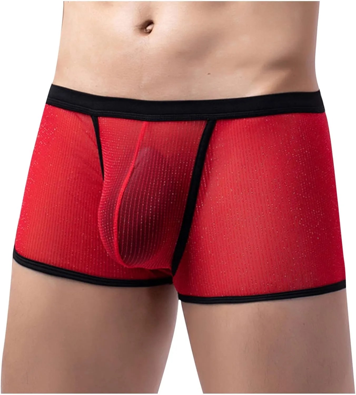 Men's Sexy Mesh See Through Underwear Low Rise Breathable Boxers Underpants Soft Comfort Breathable Boxer Briefs