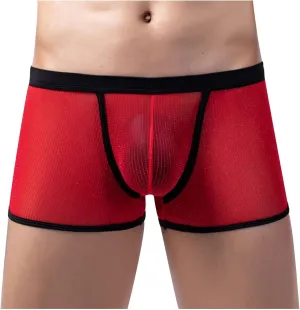 Men's Sexy Mesh See Through Underwear Low Rise Breathable Boxers Underpants Soft Comfort Breathable Boxer Briefs
