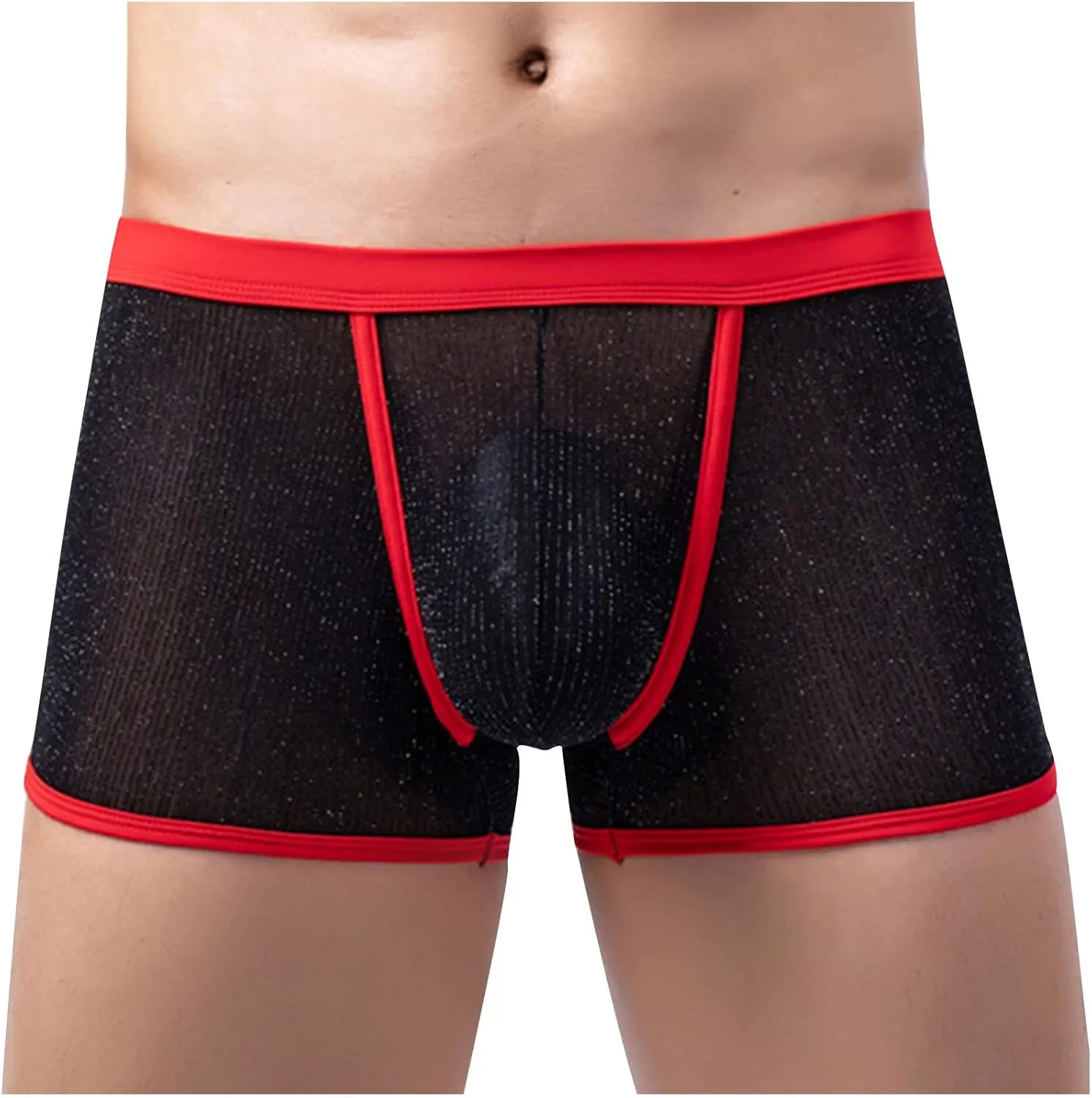 Men's Sexy Mesh See Through Underwear Low Rise Breathable Boxers Underpants Soft Comfort Breathable Boxer Briefs