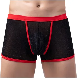 Men's Sexy Mesh See Through Underwear Low Rise Breathable Boxers Underpants Soft Comfort Breathable Boxer Briefs