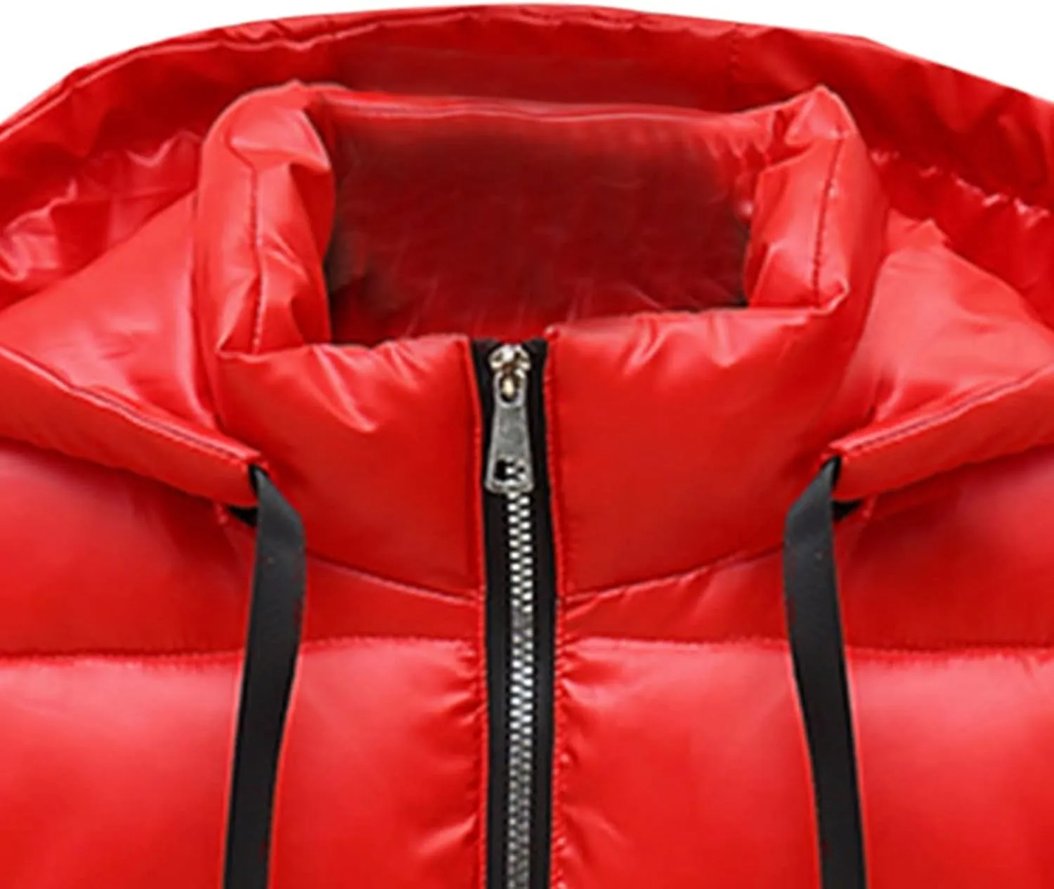 Mens Shiny Metallic Puffer Vest Winter Warm Coat Hoodie Outerwear Sleeveless Jacket Down Puffy Jacket With Pockets