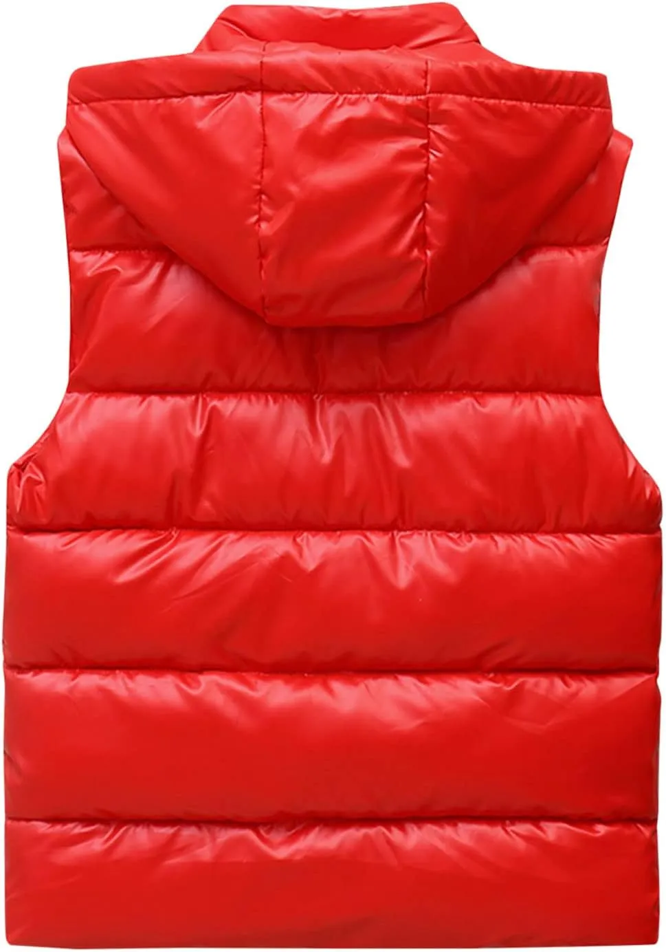 Mens Shiny Metallic Puffer Vest Winter Warm Coat Hoodie Outerwear Sleeveless Jacket Down Puffy Jacket With Pockets