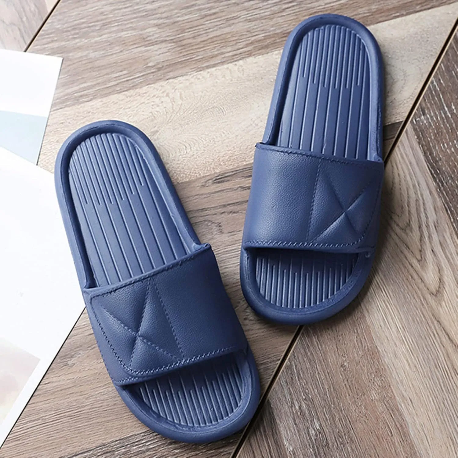 Mens Slides Womens Sandal Slippers Lightweight Beach Sandals Soft Sole Open Toe Shower Slippers Bathroom Sandals Slide for Men Mens Bathroom Shower House Slides for Women