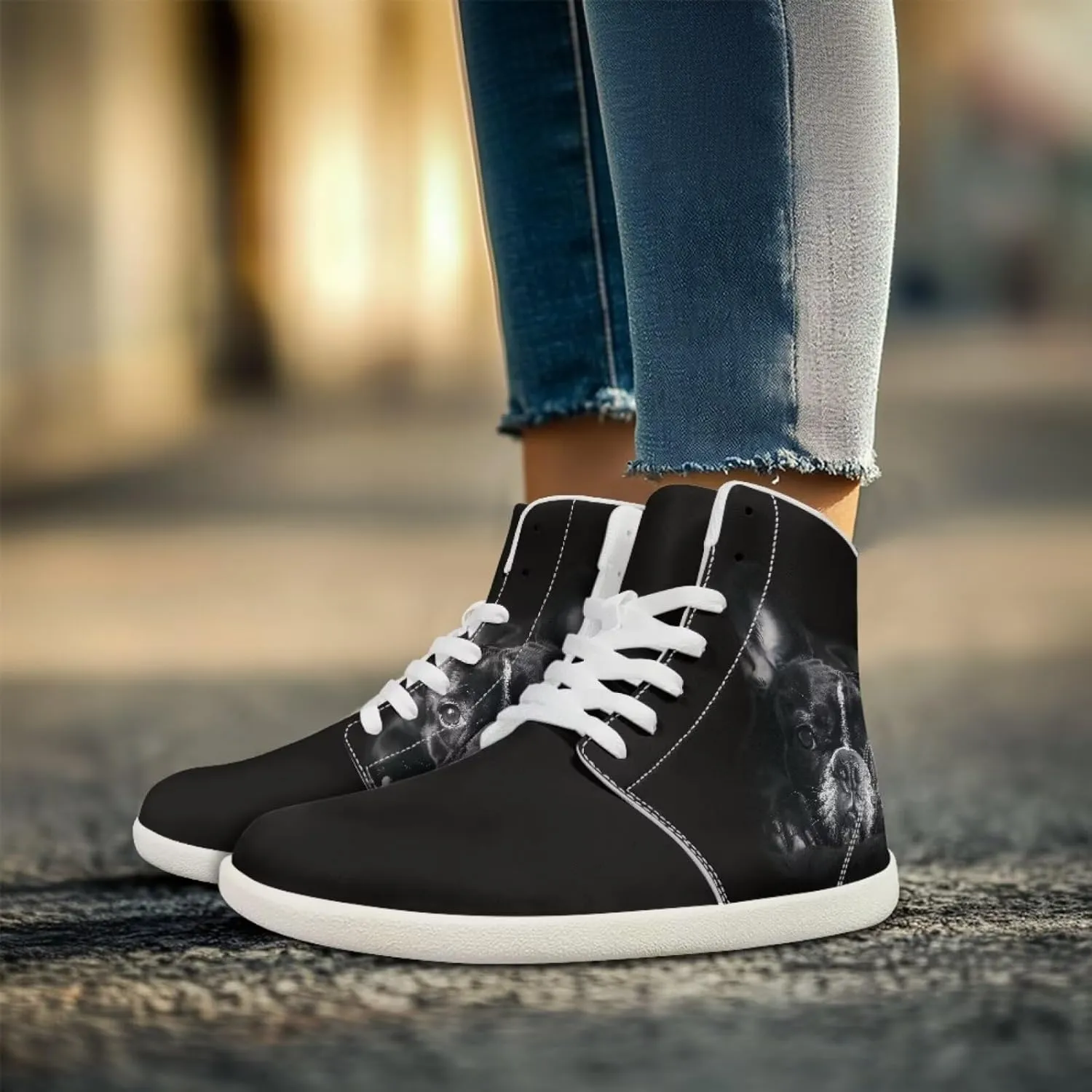 Men's Sneakers Animals Print Women Barefoot Shoes Hightop Sneakers Wide Toe Anti Slip Work Sneaker Minimalist Zero Drop Sole Shoes