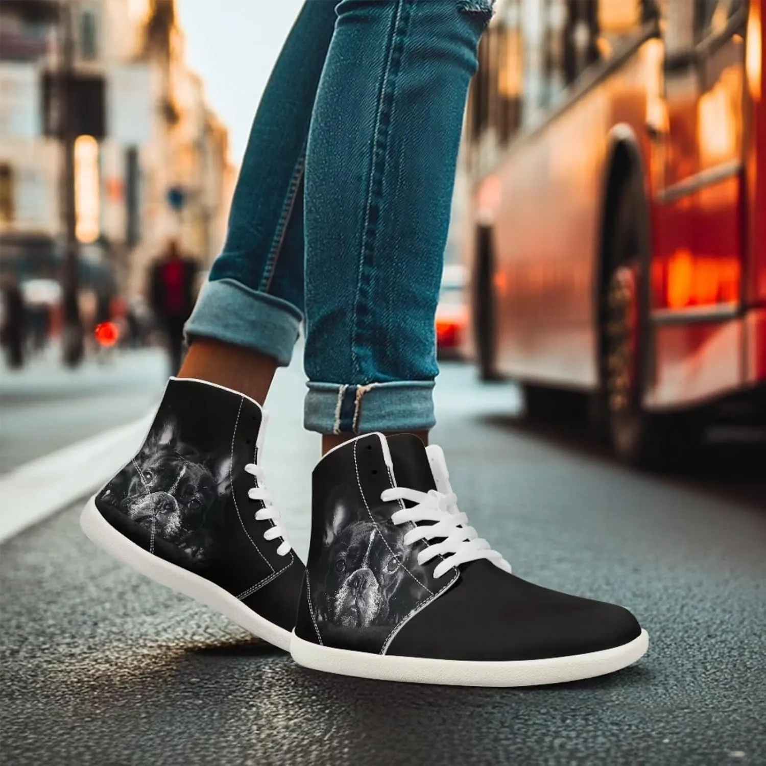 Men's Sneakers Animals Print Women Barefoot Shoes Hightop Sneakers Wide Toe Anti Slip Work Sneaker Minimalist Zero Drop Sole Shoes