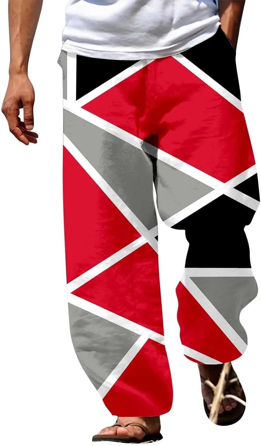 Mens Summer Casual Trousers Tactical Holiday Lightweight Vacation Beach Leisure Pant 2024 Drawstring Straight Leg Streetwear