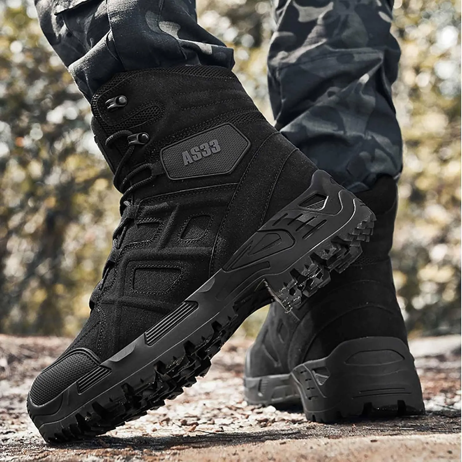 Men's Tactical Boots, Men's Military Tactical Boots, Durable Suede Leather Military Work Boots, Waterproof Hiking Work Boots, Lightweight Military Boots, Breathable Desert Boots