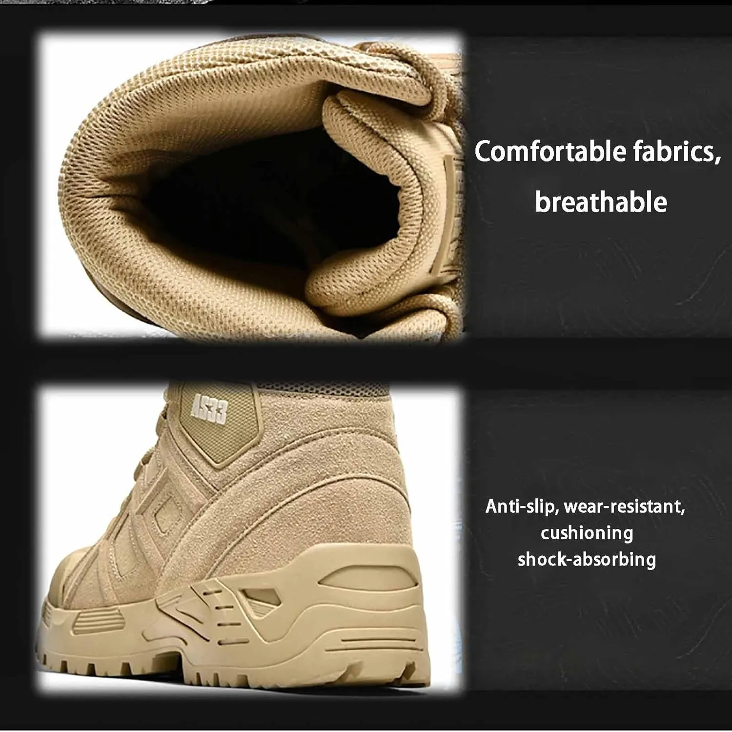 Men's Tactical Boots, Men's Military Tactical Boots, Durable Suede Leather Military Work Boots, Waterproof Hiking Work Boots, Lightweight Military Boots, Breathable Desert Boots