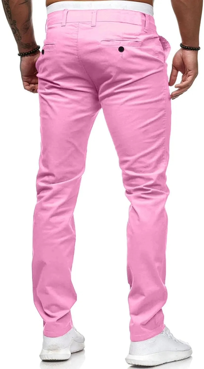Men's Tapered Golf Joggers Straight Leg Slim Fit Canvas Work Pant Elastic Waist Drawstring Pant with Multi Pockets