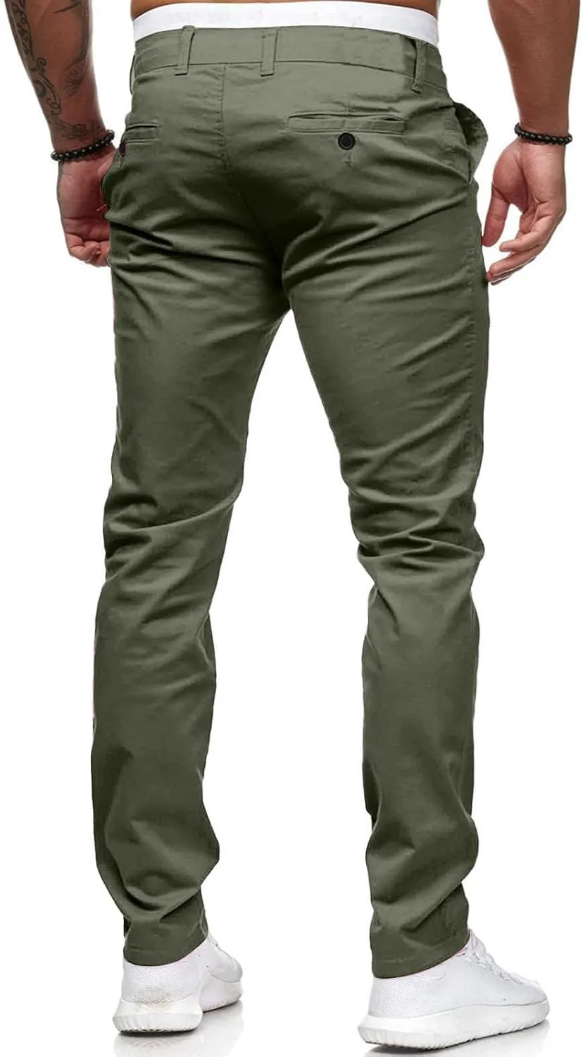 Men's Tapered Golf Joggers Straight Leg Slim Fit Canvas Work Pant Elastic Waist Drawstring Pant with Multi Pockets