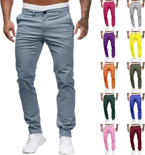 Men's Tapered Golf Joggers Straight Leg Slim Fit Canvas Work Pant Elastic Waist Drawstring Pant with Multi Pockets