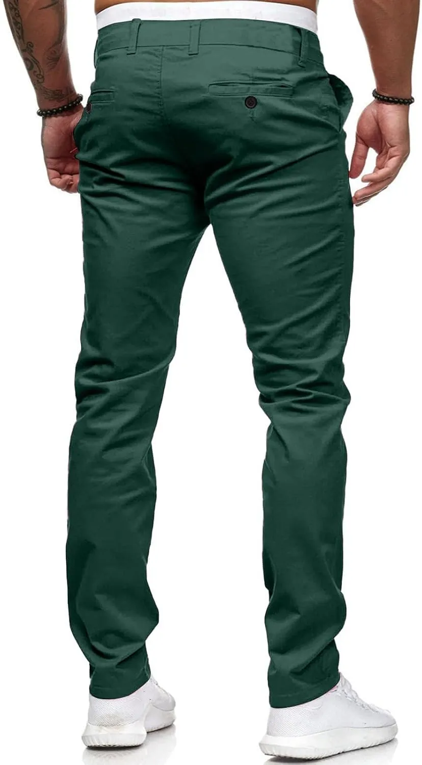 Men's Tapered Golf Joggers Straight Leg Slim Fit Canvas Work Pant Elastic Waist Drawstring Pant with Multi Pockets