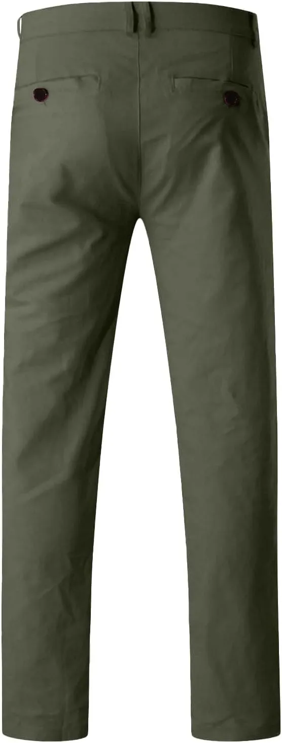 Men's Tapered Golf Joggers Straight Leg Slim Fit Canvas Work Pant Elastic Waist Drawstring Pant with Multi Pockets