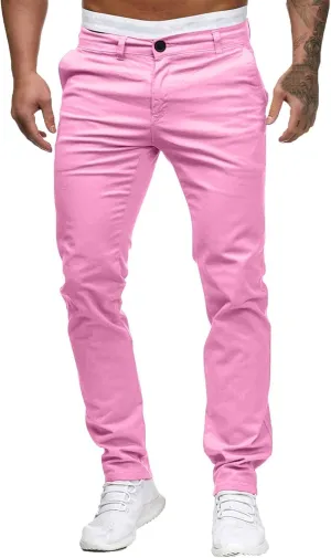 Men's Tapered Golf Joggers Straight Leg Slim Fit Canvas Work Pant Elastic Waist Drawstring Pant with Multi Pockets