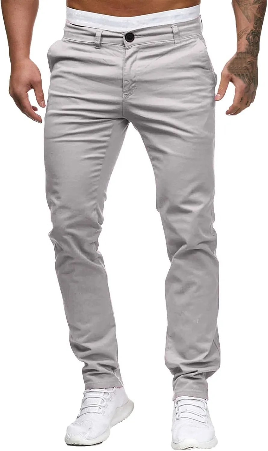 Men's Tapered Golf Joggers Straight Leg Slim Fit Canvas Work Pant Elastic Waist Drawstring Pant with Multi Pockets