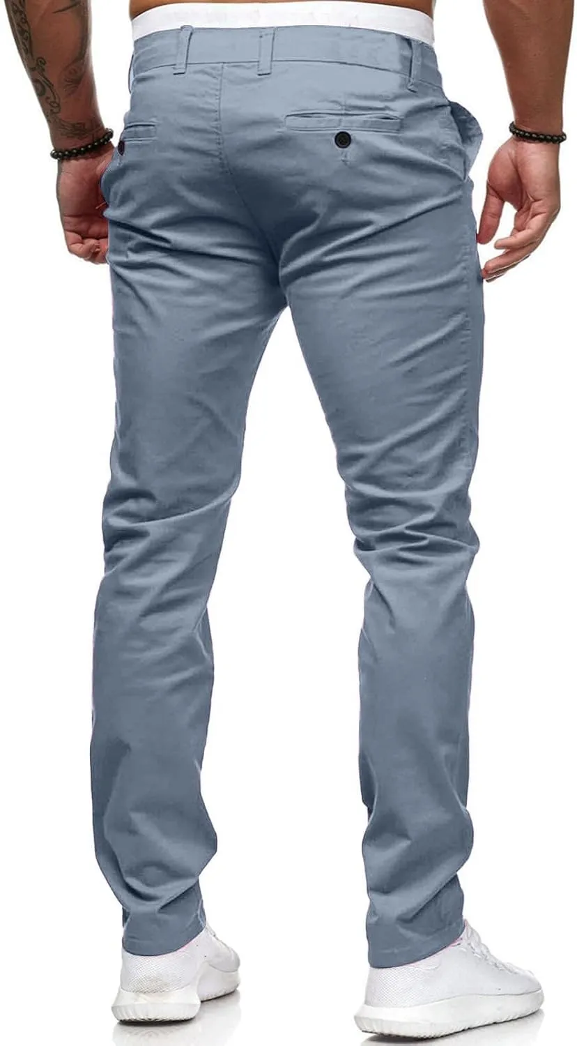 Men's Tapered Golf Joggers Straight Leg Slim Fit Canvas Work Pant Elastic Waist Drawstring Pant with Multi Pockets